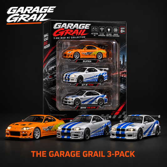 Garage Grail 3-pack collector box with all three mini drift cars